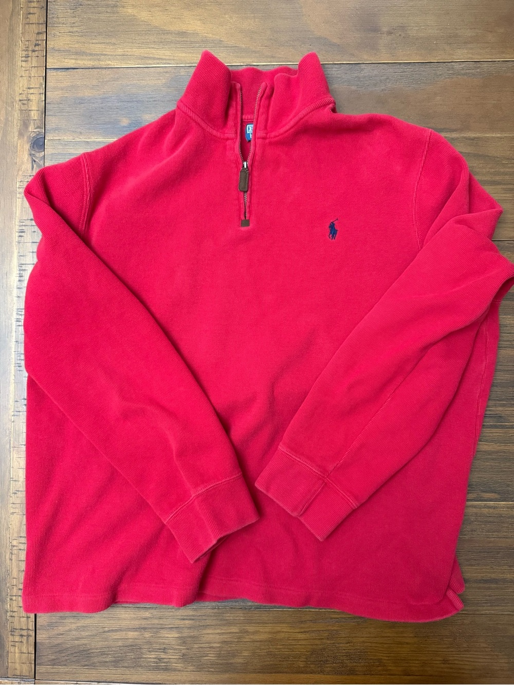 Polo by Ralph Lauren Bright Red Quarter-Zip Sweater with Navy Pony